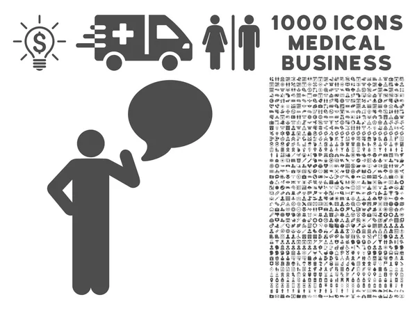Man idén ballong ikonen med 1000 medicinsk Business piktogram — Stockfoto