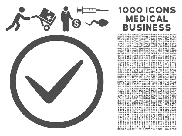 Ok-Symbol mit 1000 medizinischen Business-Piktogrammen — Stockfoto