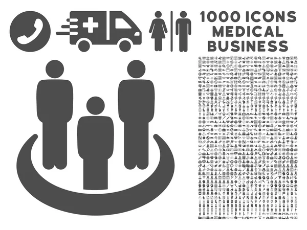 Social grupp ikonen med 1000 medicinsk Business symboler — Stockfoto