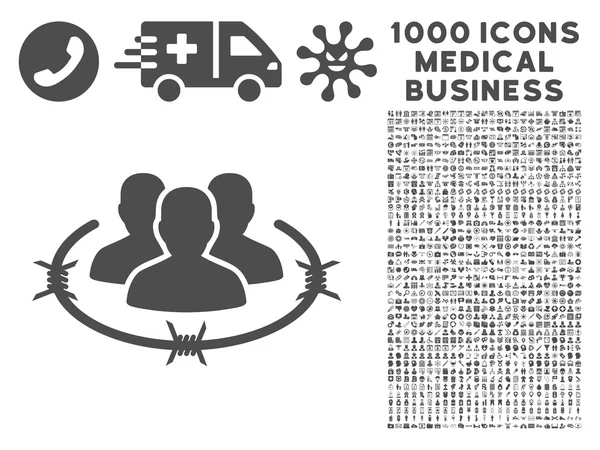 Sıkı yönetimi simgesini 1000 ile tıbbi iş sembollerin — Stok fotoğraf