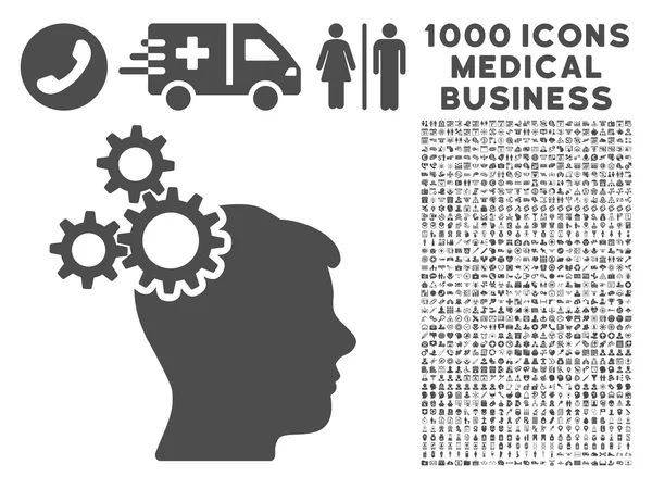 Икона бизнес-идеи с 1000 символами медицинского бизнеса — стоковый вектор
