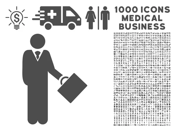 Икона предпринимателя с 1000 символами медицинского бизнеса — стоковый вектор