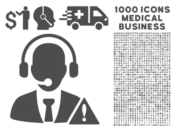 Икона экстренной помощи с 1000 символами медицинского бизнеса — стоковый вектор