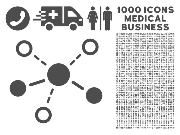Icono de estructura con 1000 símbolos de negocios médicos — Vector de stock