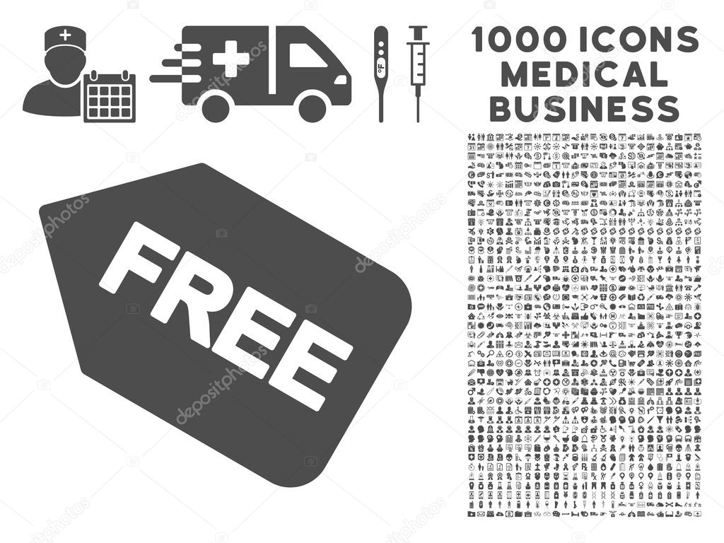 Free Sticker Icon with 1000 Medical Business Pictograms