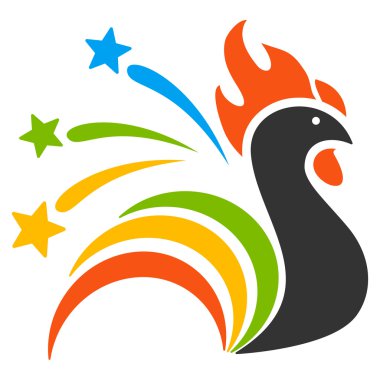 Havai fişek horoz düz glif simgesi