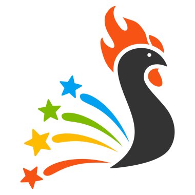 Selam horoz düz glif simgesi