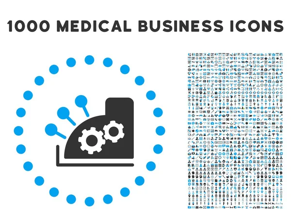 Ícone de caixa com 1000 Pictogramas de negócios médicos — Vetor de Stock