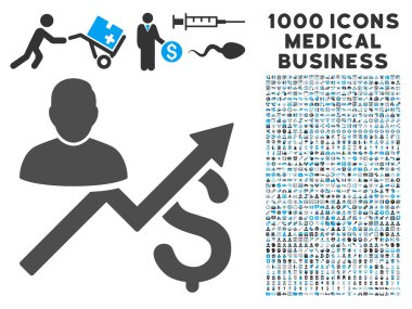 Müşteri satış grafik simge 1000 ile tıbbi iş sembollerin