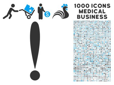 Ünlem işareti simgesi 1000 ile tıbbi iş simgeleri