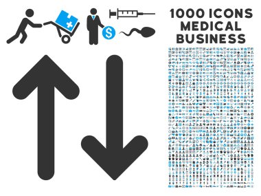 Flip Vertical Icon with 1000 Medical Business Pictograms clipart