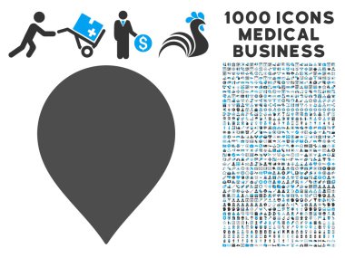 Tıbbi iş 1000 ile harita işareti simgesi simgeleri