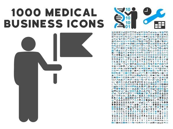 Иконка с 1000 медицинских бизнес-пиктограмм — стоковый вектор