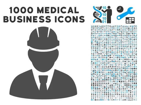 Инженерная икона с 1000 медицинских пиктограмм — стоковый вектор