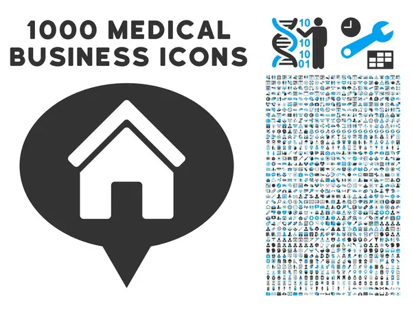 Икона "Баллонный шар" с 1000 символами медицинского бизнеса — стоковый вектор