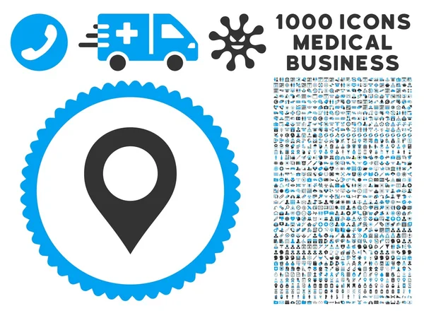 지도 마커 아이콘 1000 의료 비즈니스 무늬 — 스톡 벡터