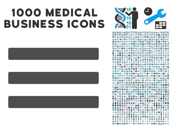 Icono de menú con 1000 Pictogramas de Negocios Médicos — Archivo Imágenes Vectoriales