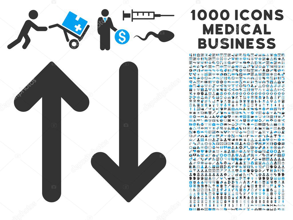 Flip Vertical Icon with 1000 Medical Business Pictograms