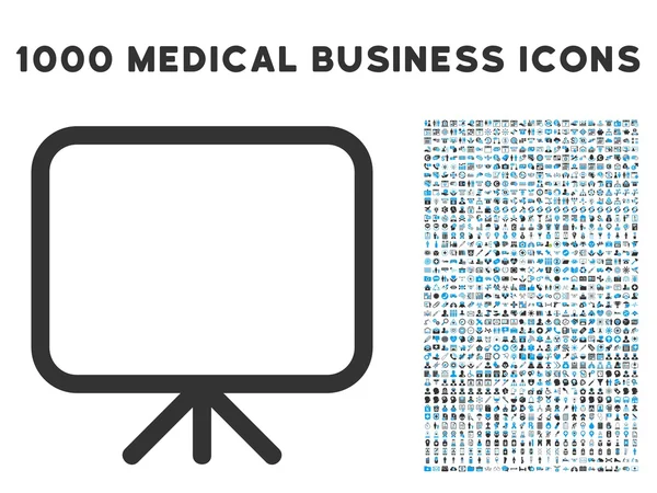 Icono de pantalla de presentación con 1000 Pictogramas de negocios médicos — Vector de stock