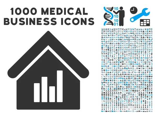 Realty Bar Chart εικονίδιο με 1000 ιατρικές επαγγελματίες εικονογράμματα — Διανυσματικό Αρχείο