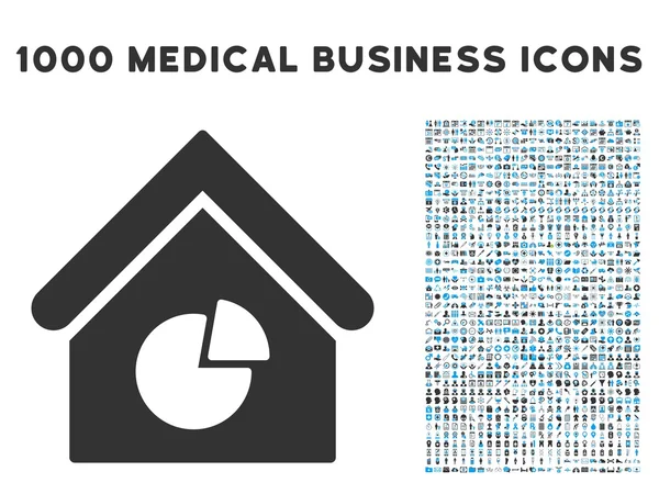 Realty Pie Chart Ícone com 1000 Pictogramas Médicos de Negócios — Vetor de Stock