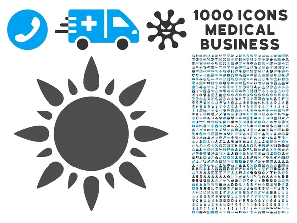 1000 의료 비즈니스 태양 아이콘 기호 — 스톡 벡터