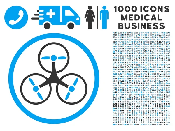 Tricopter 아이콘 1000 의료 비즈니스 무늬 — 스톡 벡터