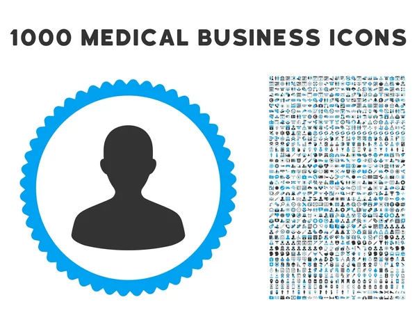 Ícone de usuário com 1000 símbolos de negócios médicos — Vetor de Stock