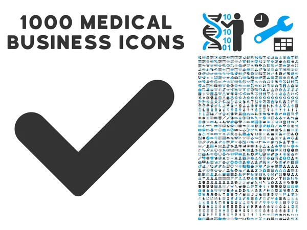Да икона с 1000 медицинских символов бизнеса — стоковый вектор