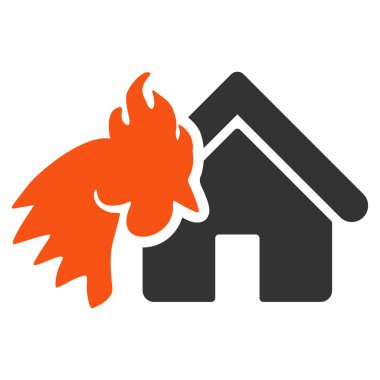 Kırmızı horoz Realty afet düz vektör simgesi