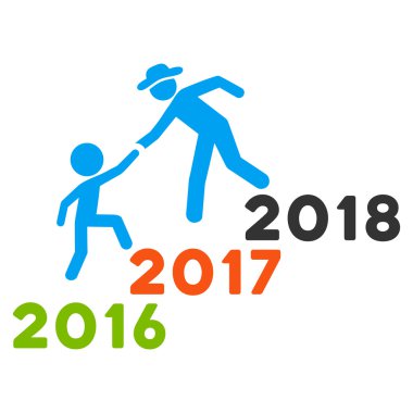 Yıl yardım adamlar düz vektör simgesi