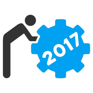 2017 çalışma adam düz vektör simgesi