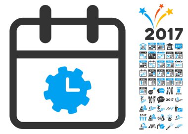 2017 Yılı Bonusu ile Saat Lihizmet Günü Düz İkonu