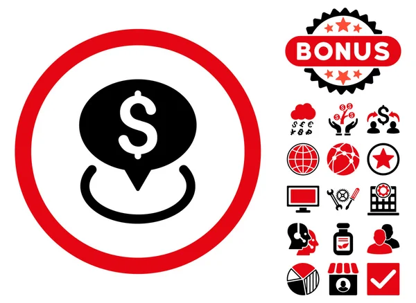 Ubicación del banco Flat Vector Icon con Bonus — Vector de stock