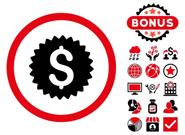 Sello bancario Vector plano icono con bonificación — Vector de stock