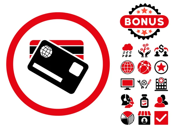 Bonus ile bankacılık kartları düz vektör simgesi — Stok Vektör