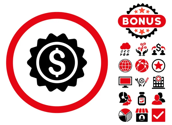 Banking stempel platte Vector Icon met Bonus — Stockvector