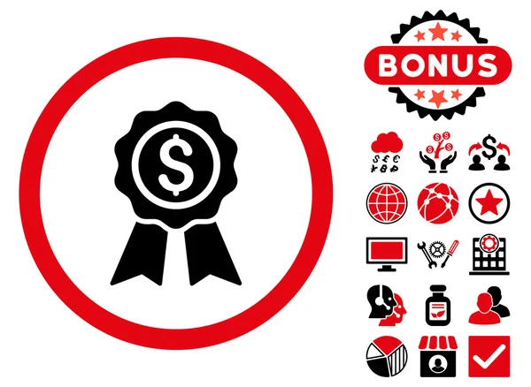 Business Award Flat Vector Icon with Bonus — Stock Vector
