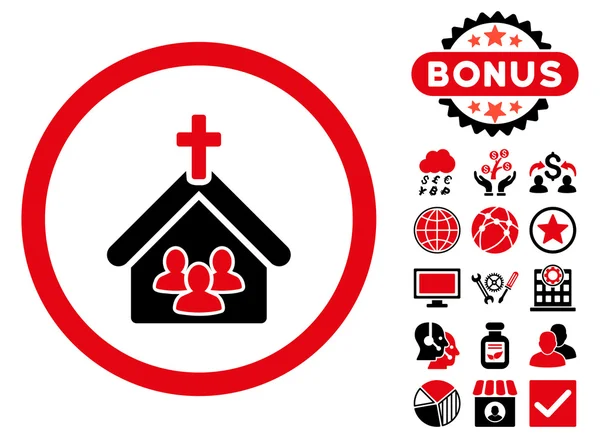 Bonus ile kilise düz vektör simgesi — Stok Vektör