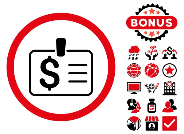 Dolar odznaka płaskie wektor ikona z Bonus — Wektor stockowy