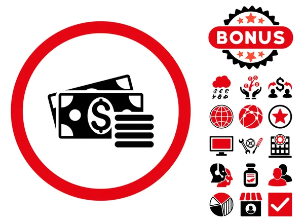 Dolar gotówki płaskie wektor ikona z Bonus — Wektor stockowy