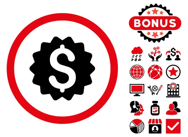 Bonus ile Mali Ödül Seal Flat Vector Icon — Stok Vektör