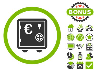 Euro güvenli düz vektör simge Bonus ile