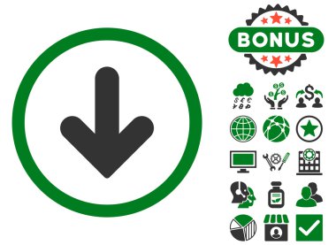 Bonus ile düz vektör simgesi aşağı ok