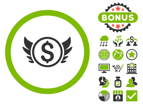 Angel investeringen platte Vector Icon met Bonus — Stockvector