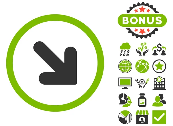 Pijl-omlaag rechts Flat Vector Icon met Bonus — Stockvector