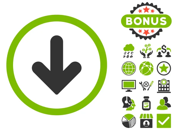 Pijl-omlaag platte Vector Icon met Bonus — Stockvector