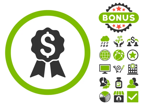 Prêmio Bancário Flat Vector Icon com Bônus —  Vetores de Stock