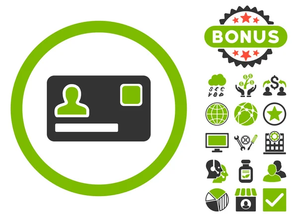 Banking kaart platte Vector Icon met Bonus — Stockvector