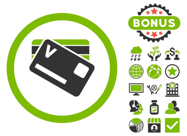 Bancaire kaarten platte Vector Icon met Bonus — Stockvector